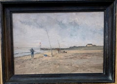 Impressionist English Landscape, with men sea fishing on the Norfolk Coast