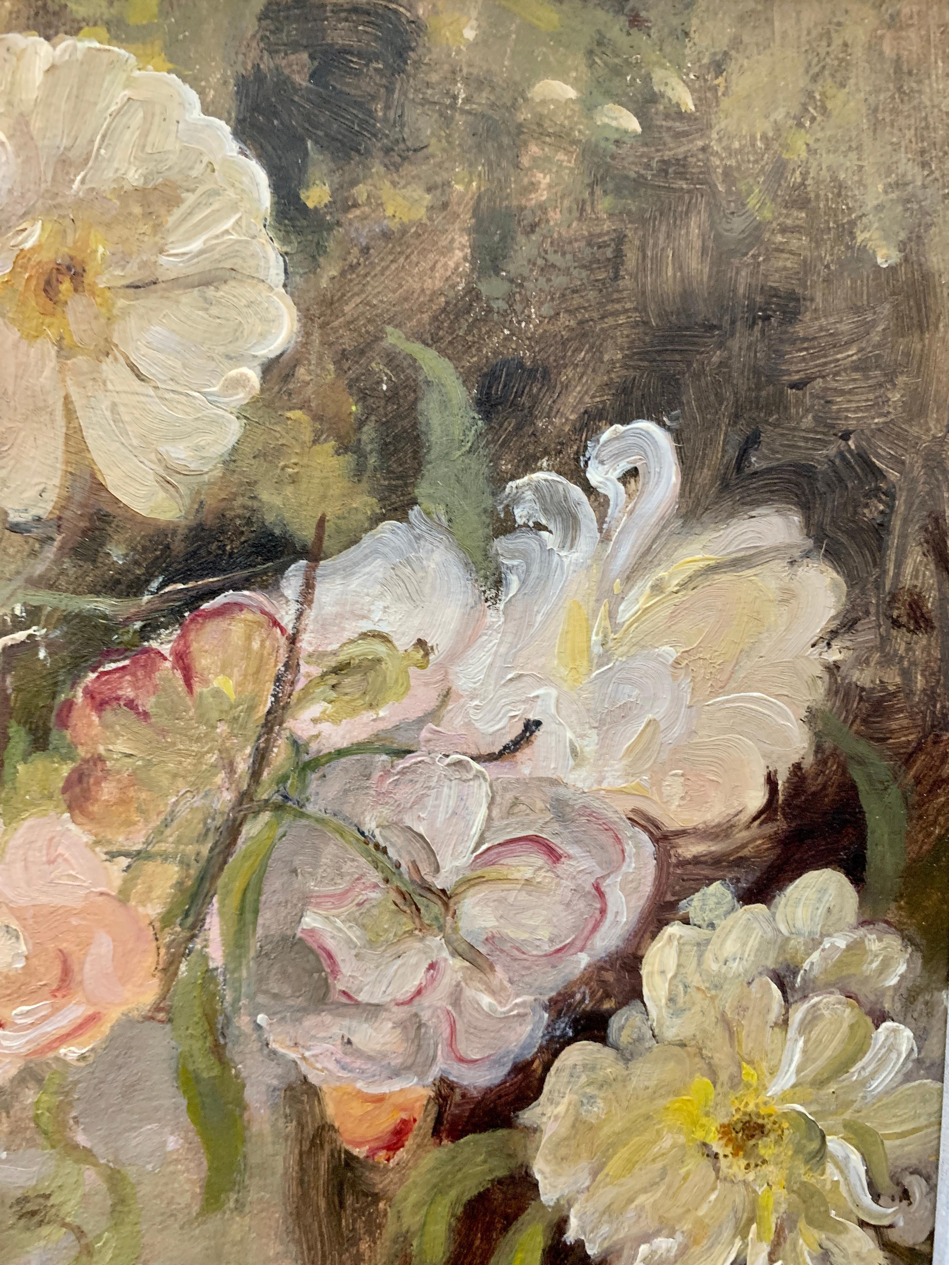 Nature morte impressionniste anglaise du 20e siècle de fleurs blanches et jaunes - Impressionnisme Painting par Keith Johnson