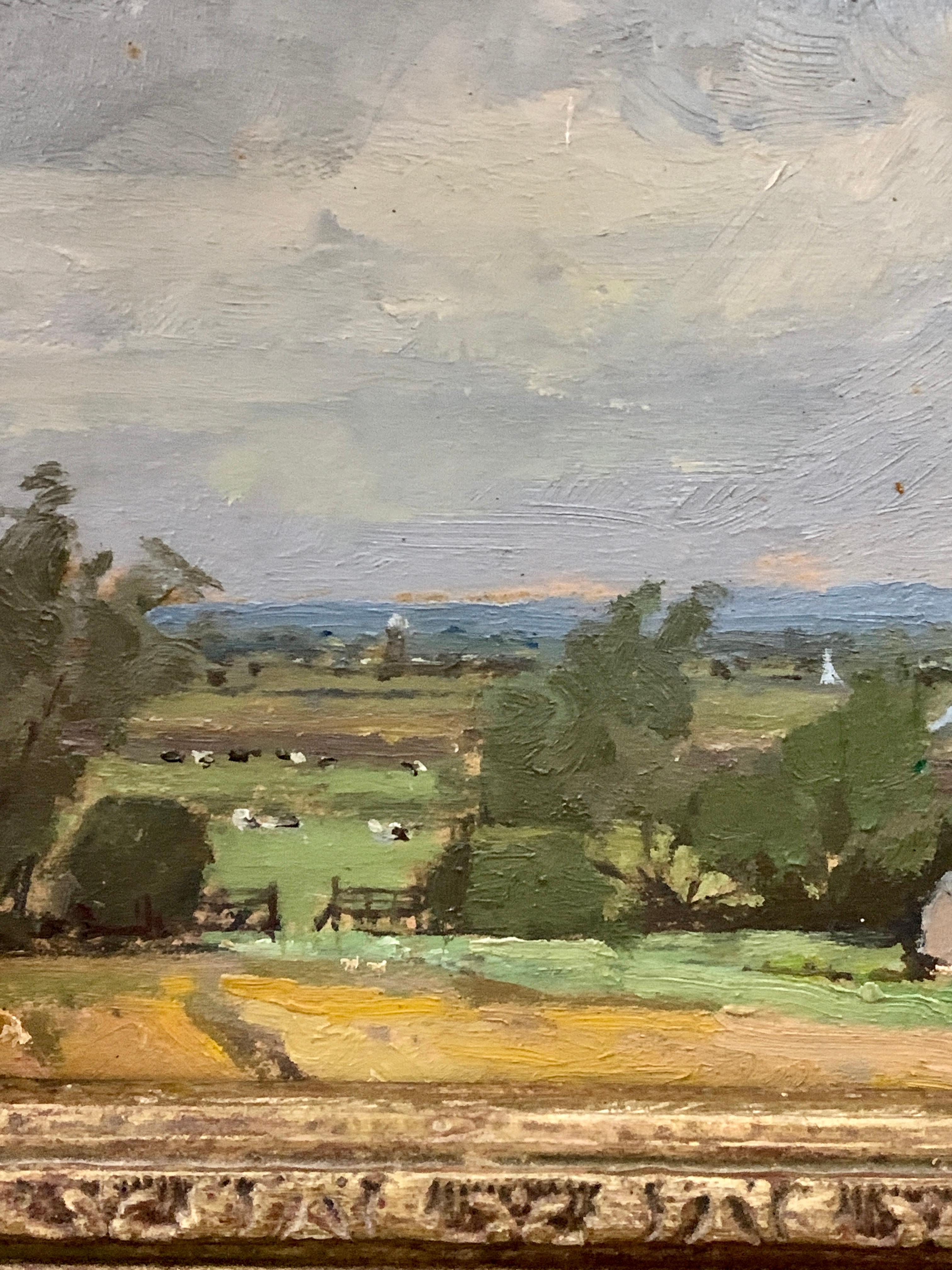Pair of Impressionist English 20th century cottage landscapes in Norfolk, UK - Gray Figurative Painting by Keith Johnson