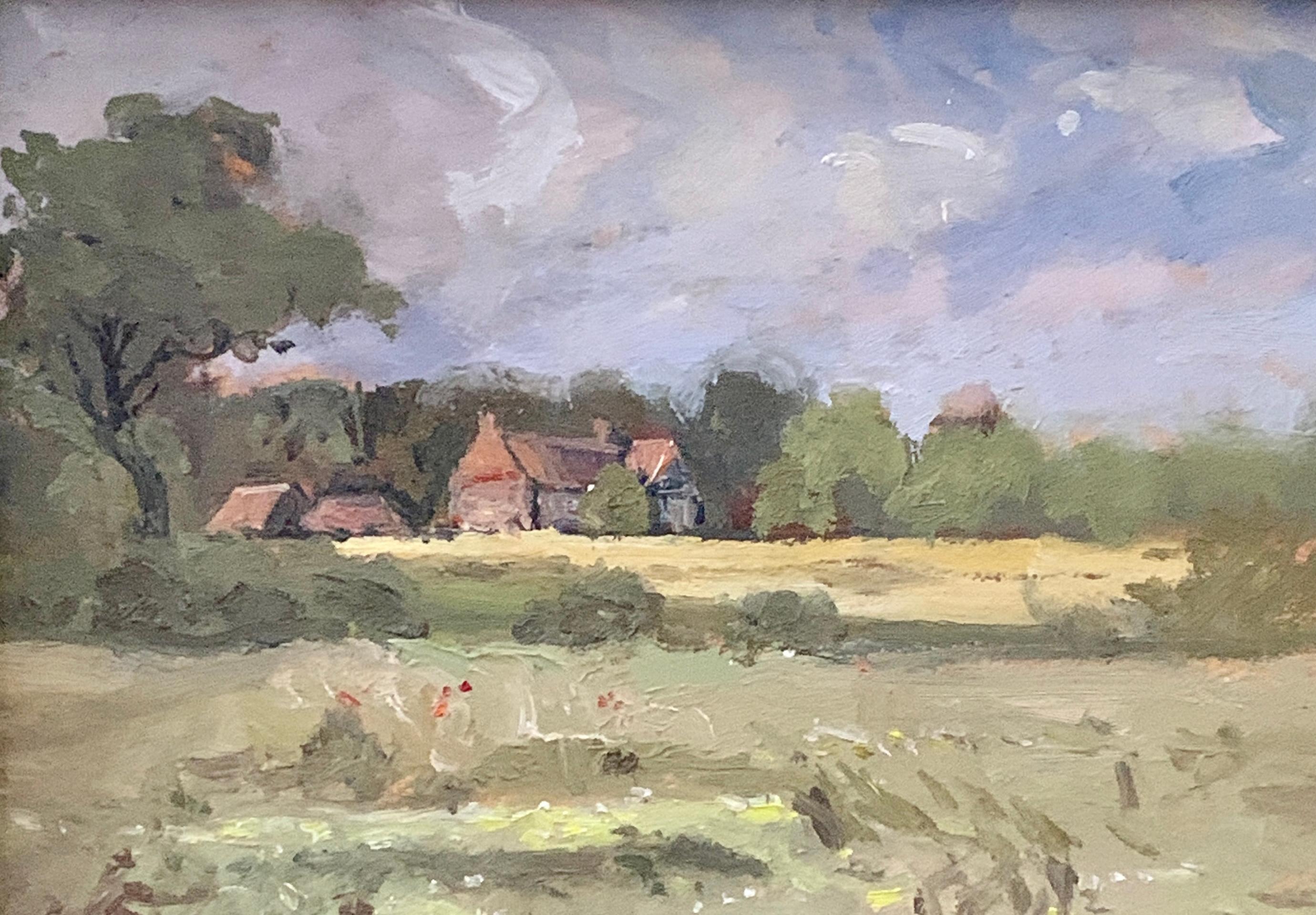 Pair of Impressionist English 20th century cottage landscapes in Norfolk, UK 2