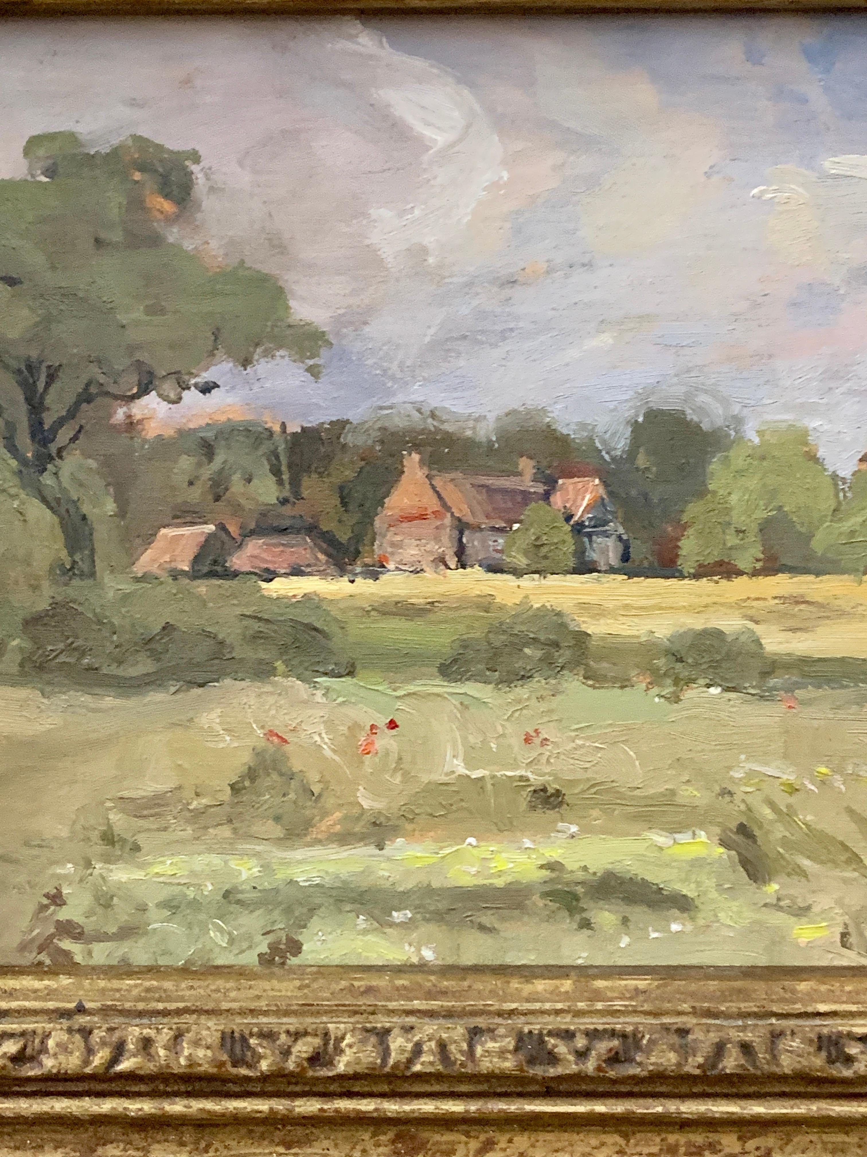 Pair of Impressionist English 20th century cottage landscapes in Norfolk, UK 3