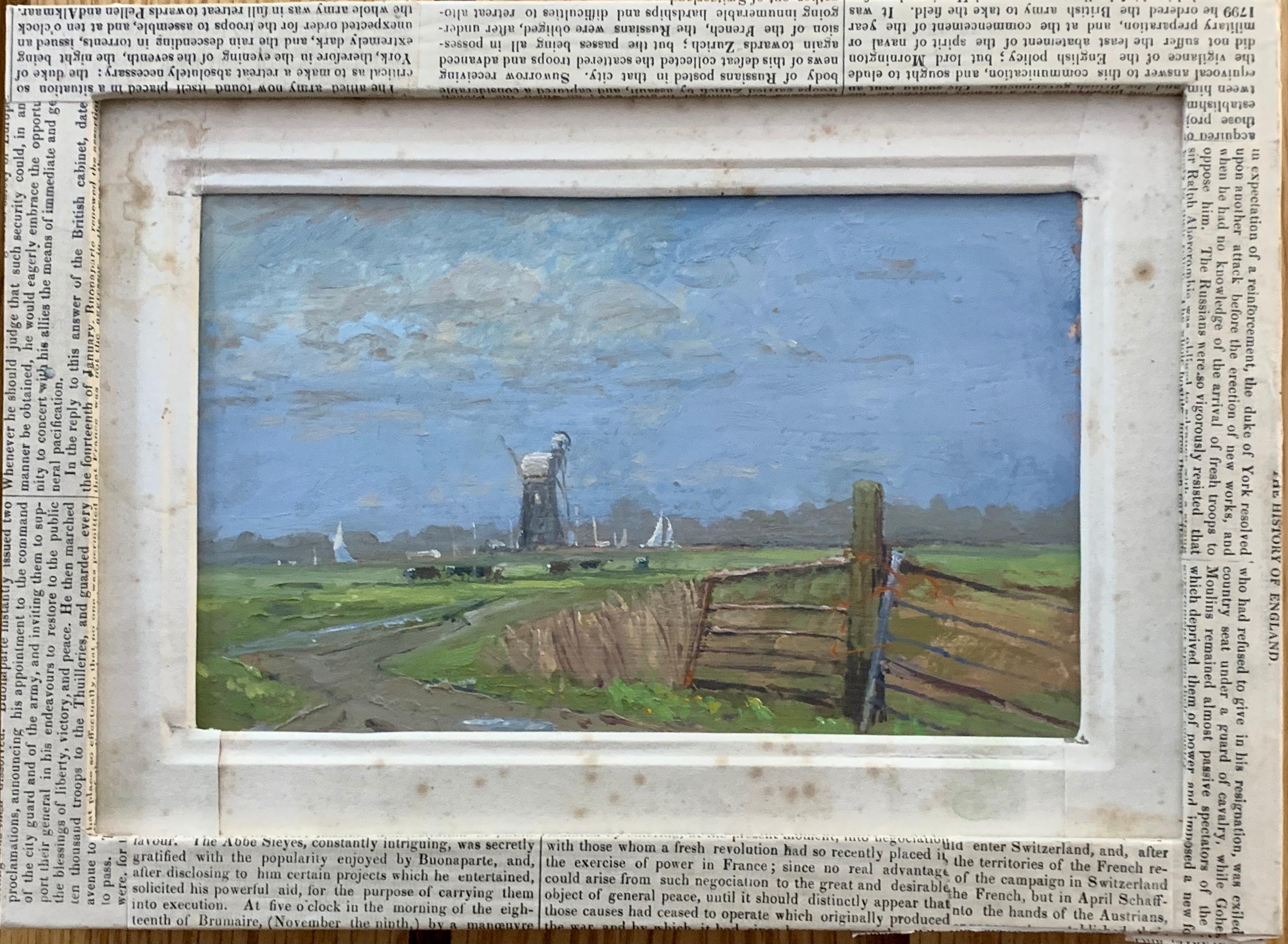 Impressionistische englische Windmühlenlandschaften und Segelboote aus dem 20. Jahrhundert in Norfolk – Painting von Keith Johnson