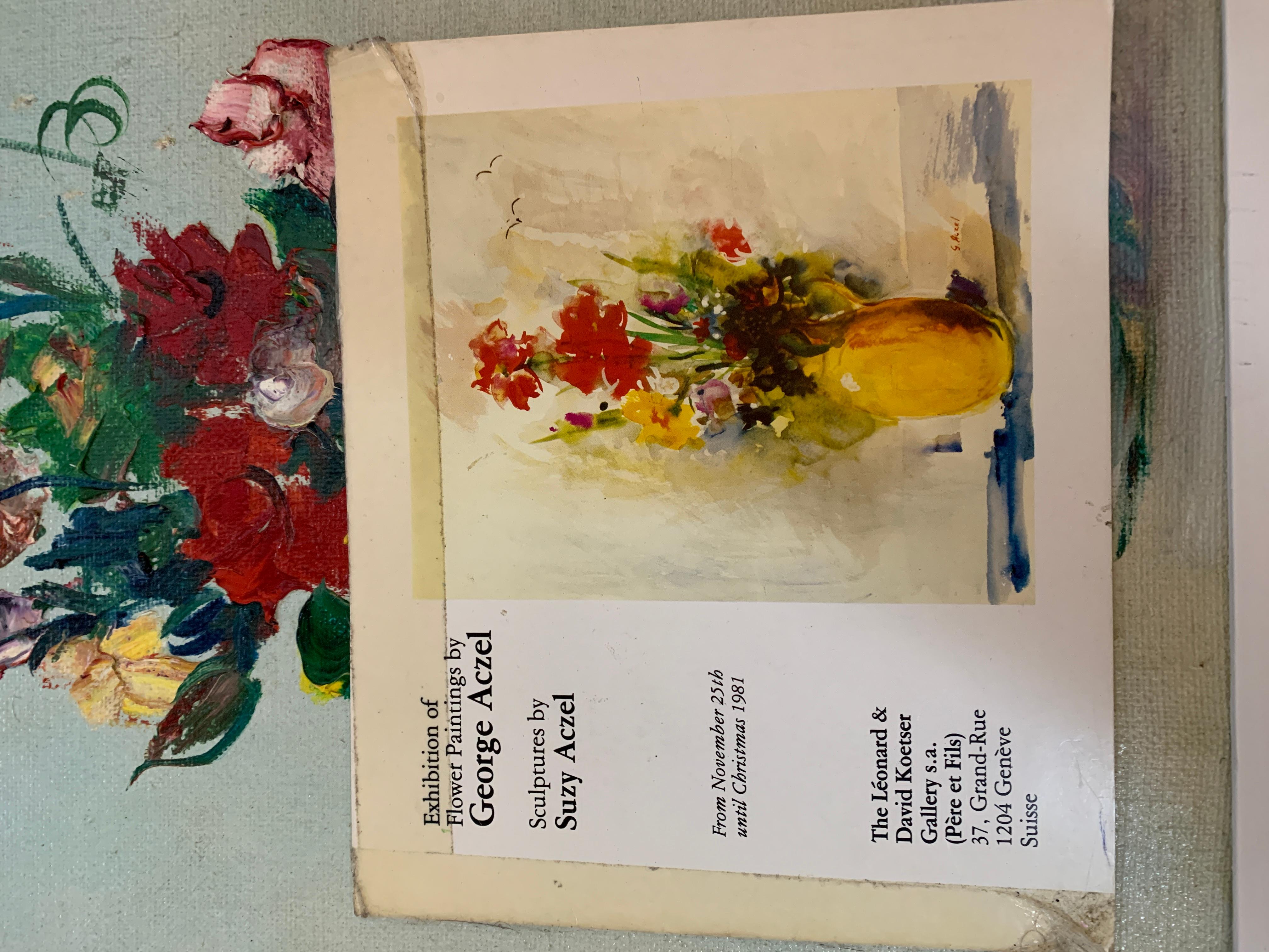 Nature morte impressionniste du milieu du 20e siècle représentant des fleurs dans un vase, avec des coquelicots en vente 2