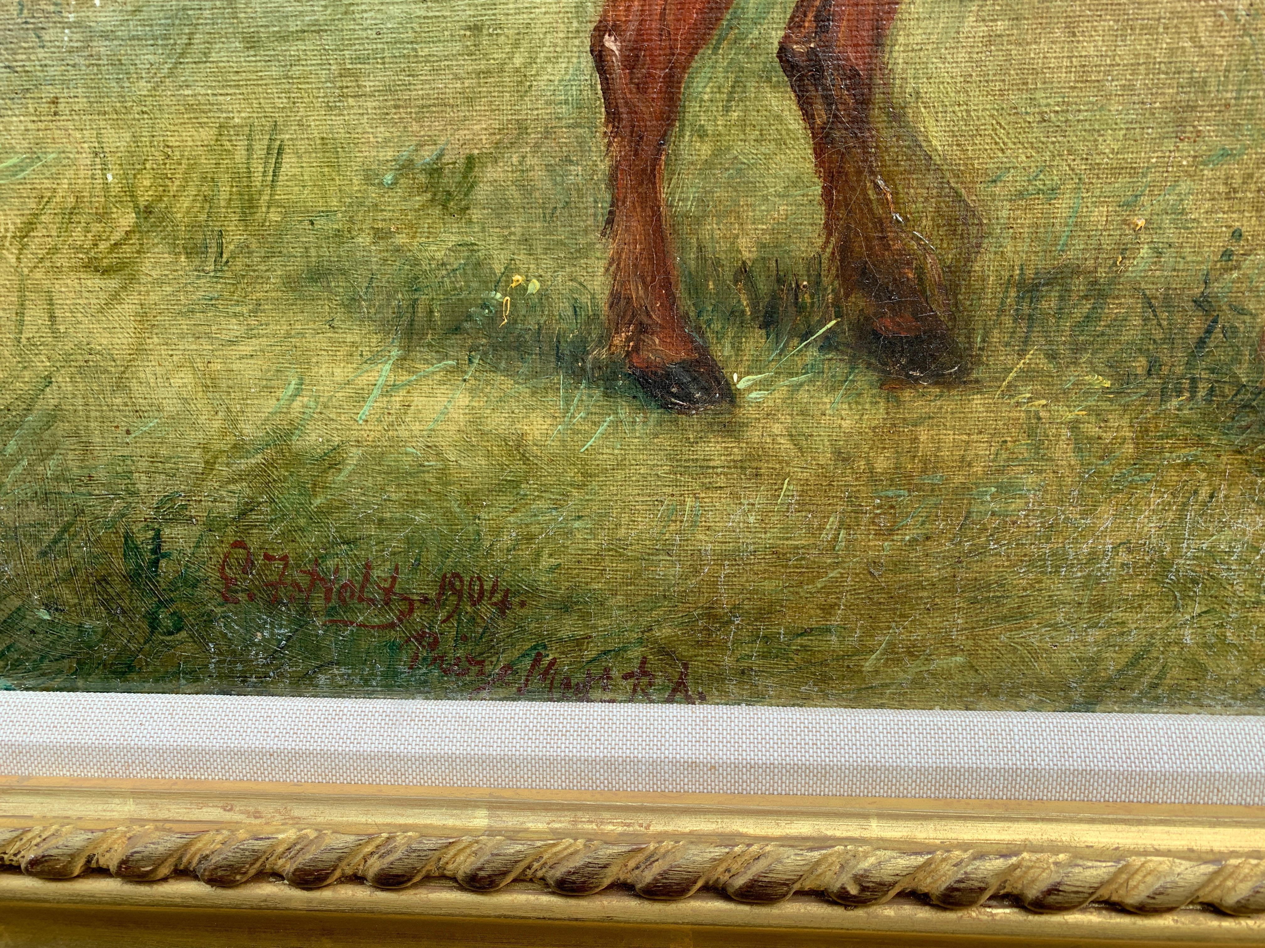 Porträt des frühen 20. Jahrhunderts von  shire- oder Clydesdale-Pferde in einer Landschaft. (Viktorianisch), Painting, von Edwin Frederick Holt