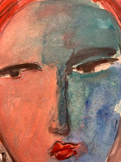 English abstract 20th century oil sketch of a head study of a woman