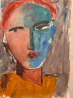 English abstract 20th century oil sketch of a head study of a woman