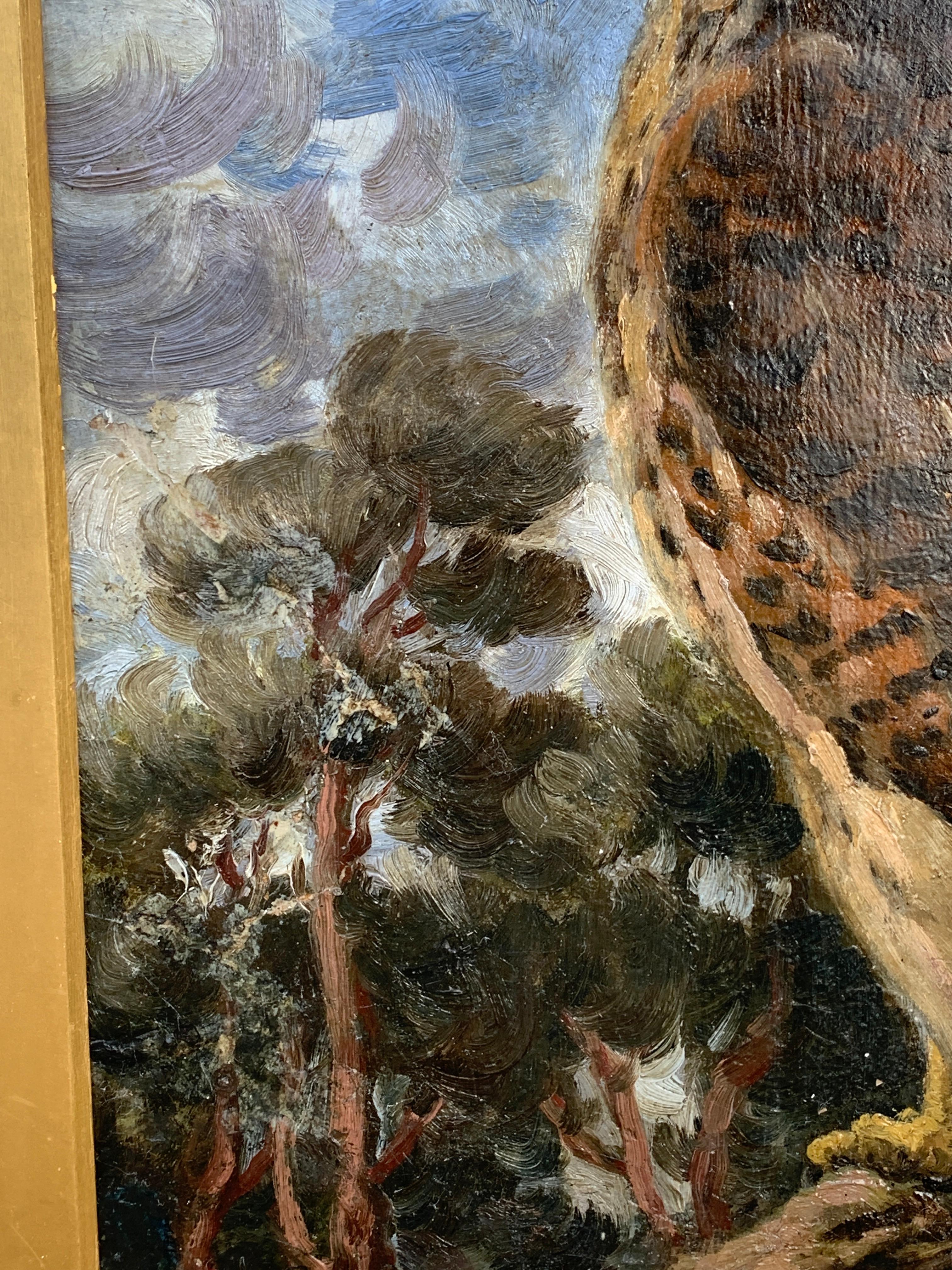Englisches Porträt des frühen 20. Jahrhunderts, Ölgemälde eines Jagdvogels mit Falcon in einer Landschaft. im Angebot 4