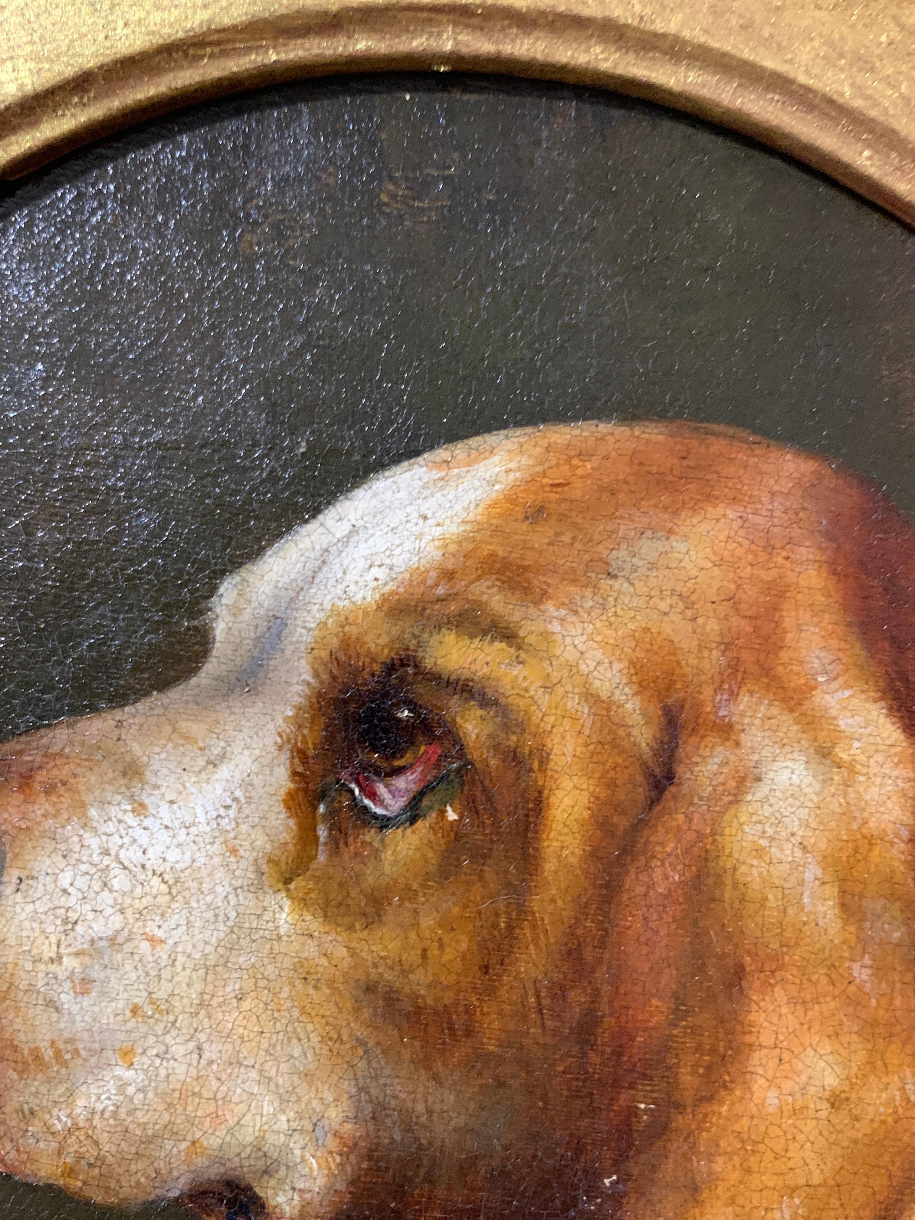 Portrait of a hound dog, English Victorian 19th century oil portrait of a hound 1