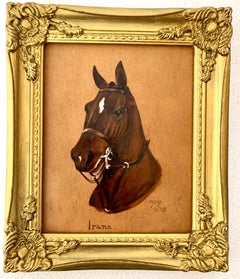 English early 20th century Oil Portrait of a Chestnut Horse