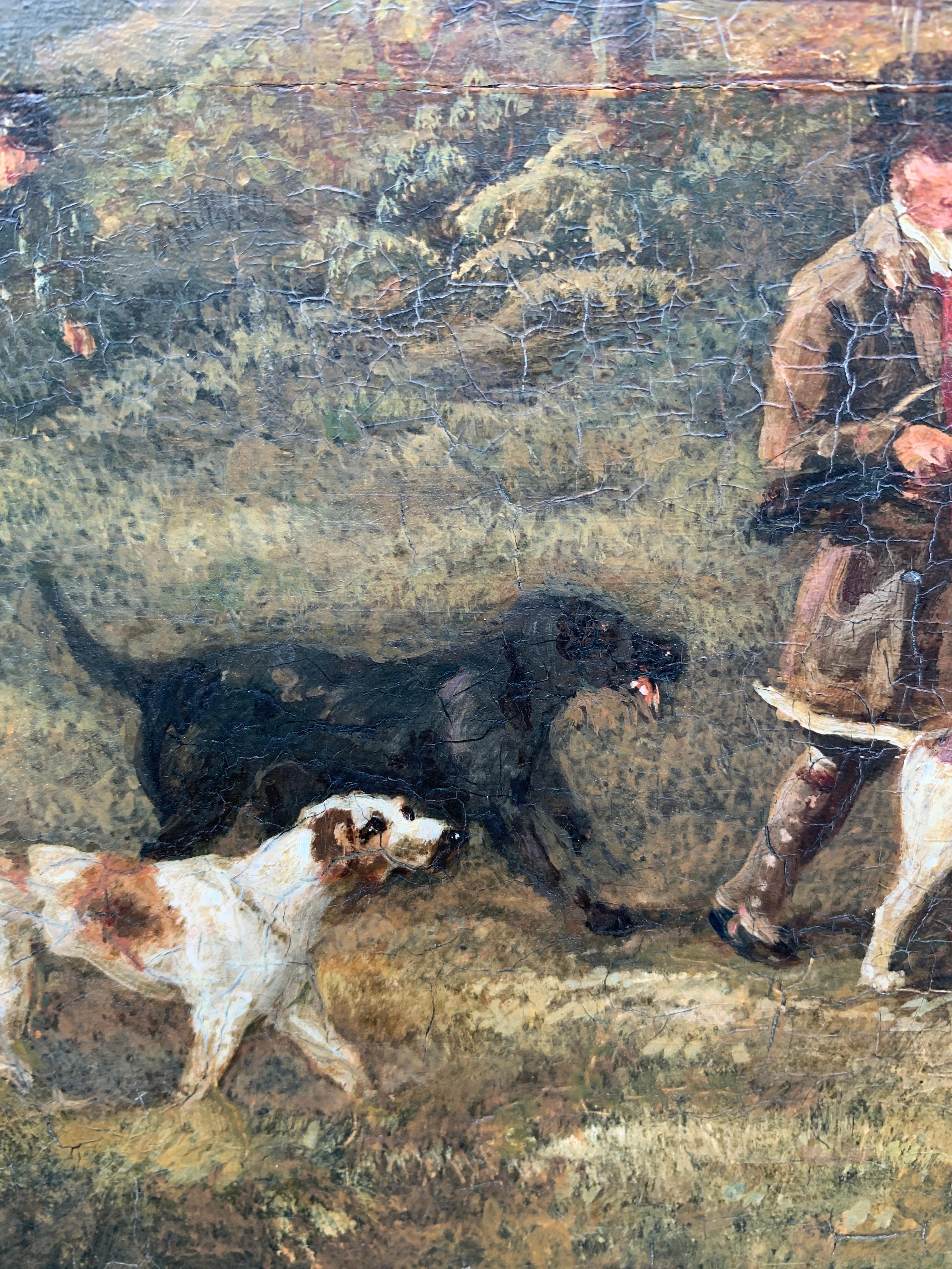 Antique oil paintings, set of Four English Early 19th century shooting scenes 14