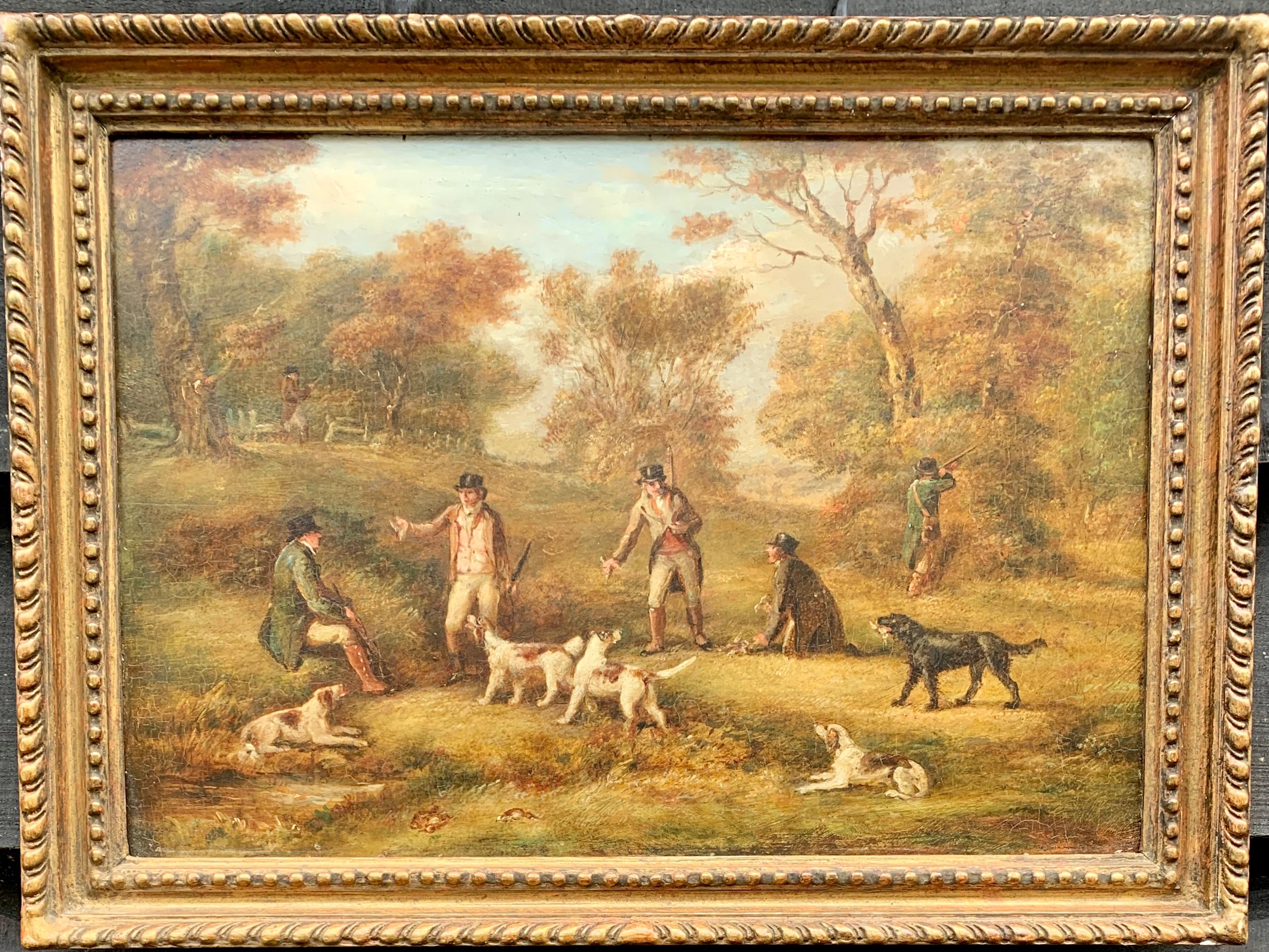 Antique oil paintings, set of Four English Early 19th century shooting scenes 1