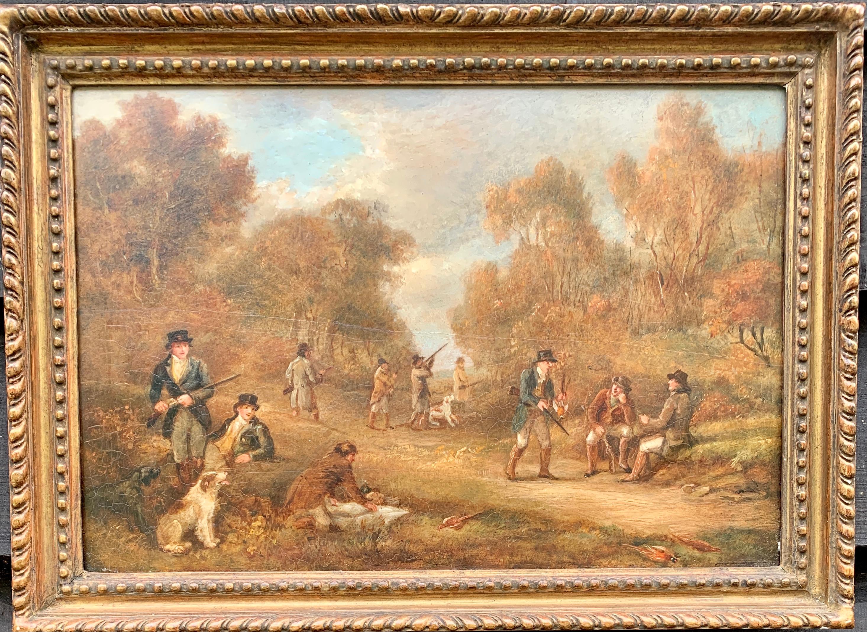 Antique oil paintings, set of Four English Early 19th century shooting scenes 2