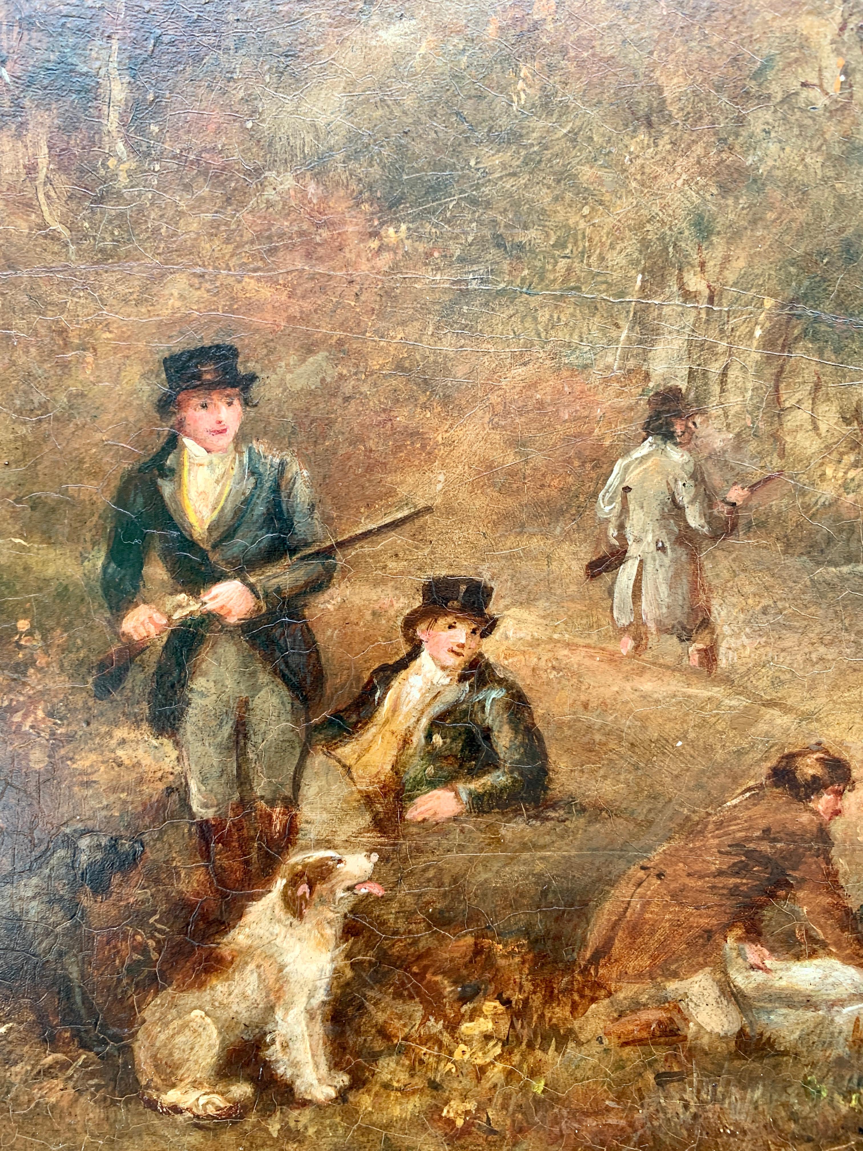 Antique oil paintings, set of Four English Early 19th century shooting scenes 8
