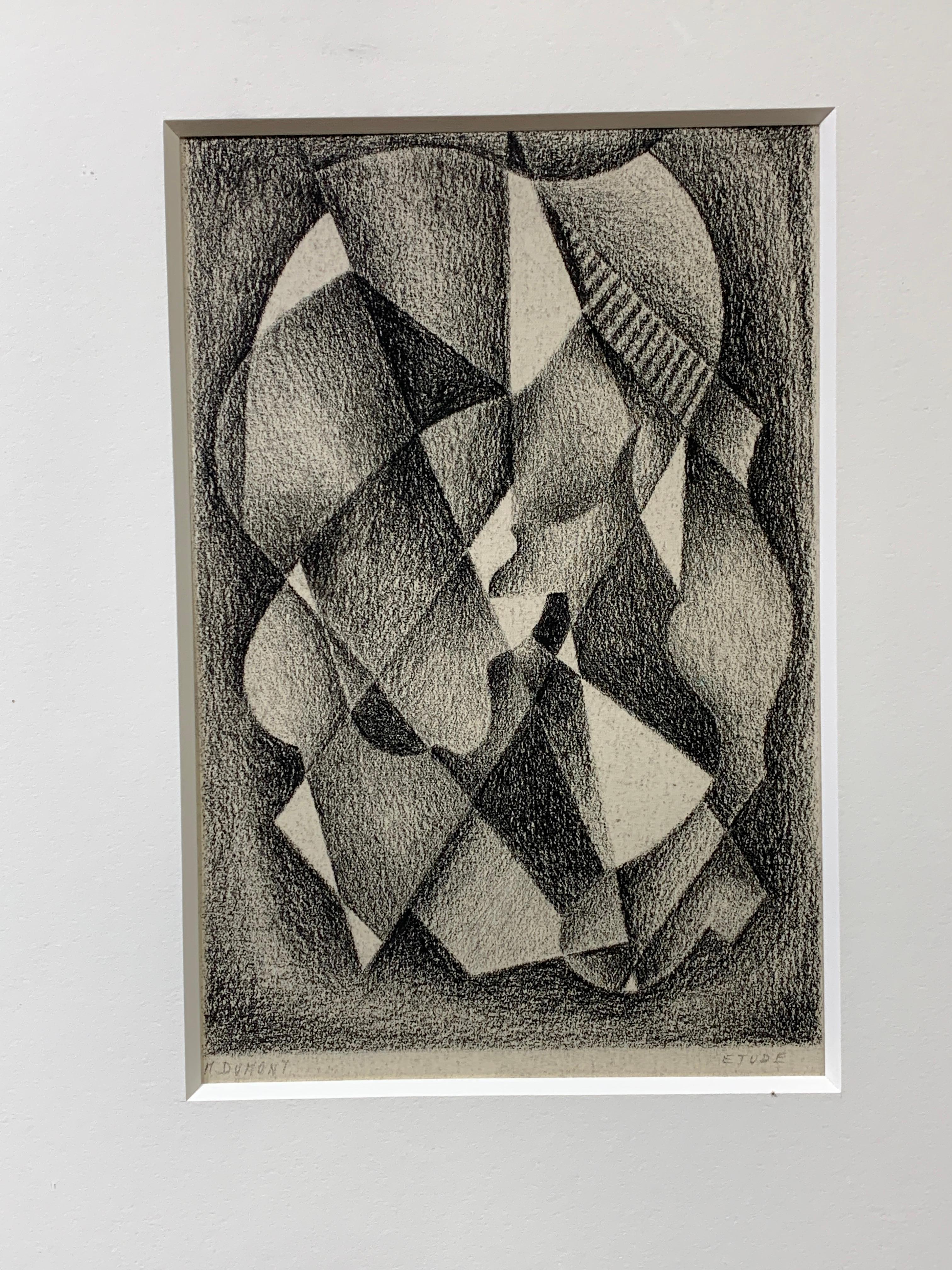 20th century Belgium, Black and White Abstract pencil drawing, Etude - Art by Marcel Dumont
