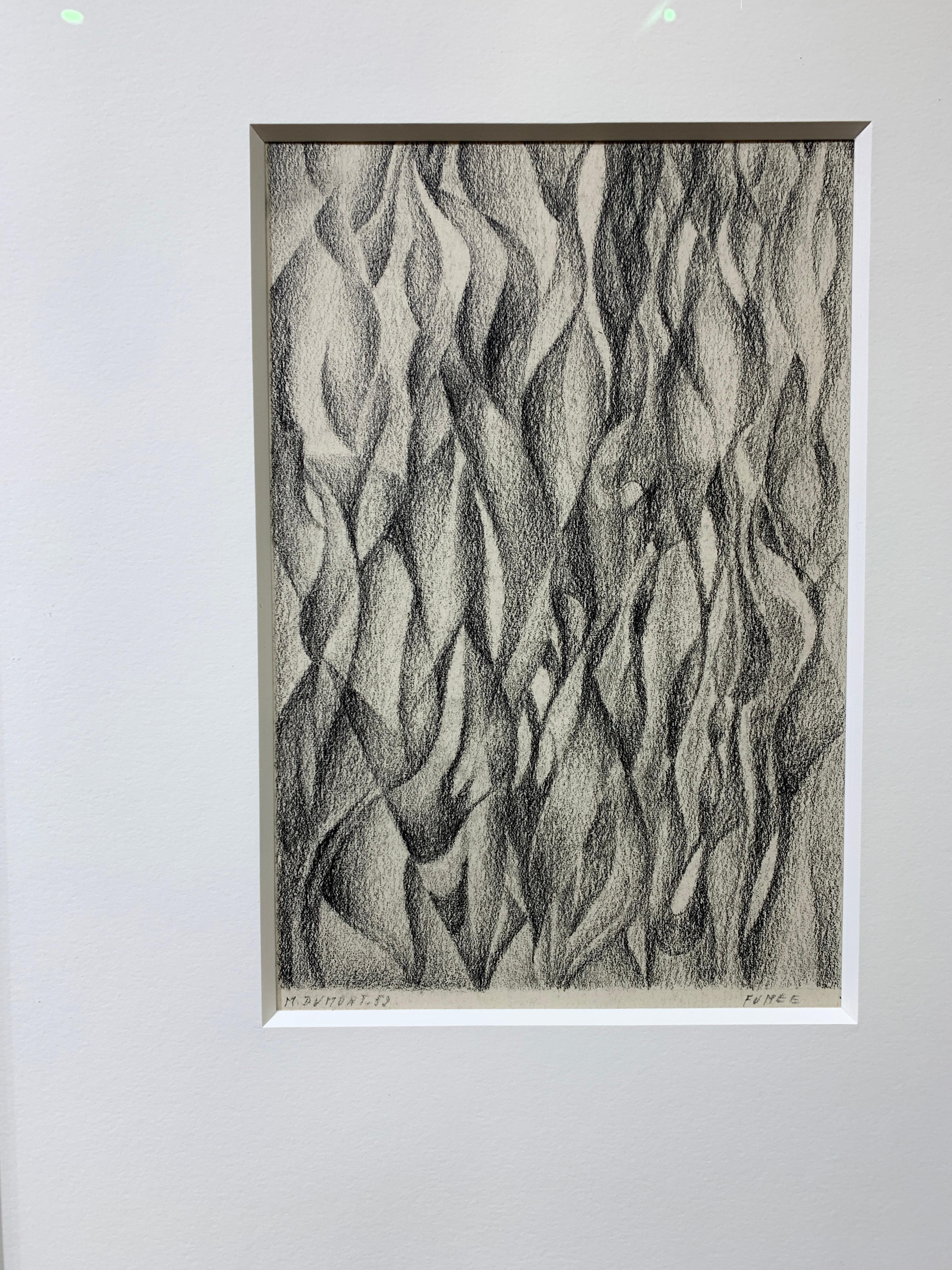 Siglo XX Bélgica, Dibujo abstracto a lápiz en blanco y negro, Estudio - Art de Marcel Dumont