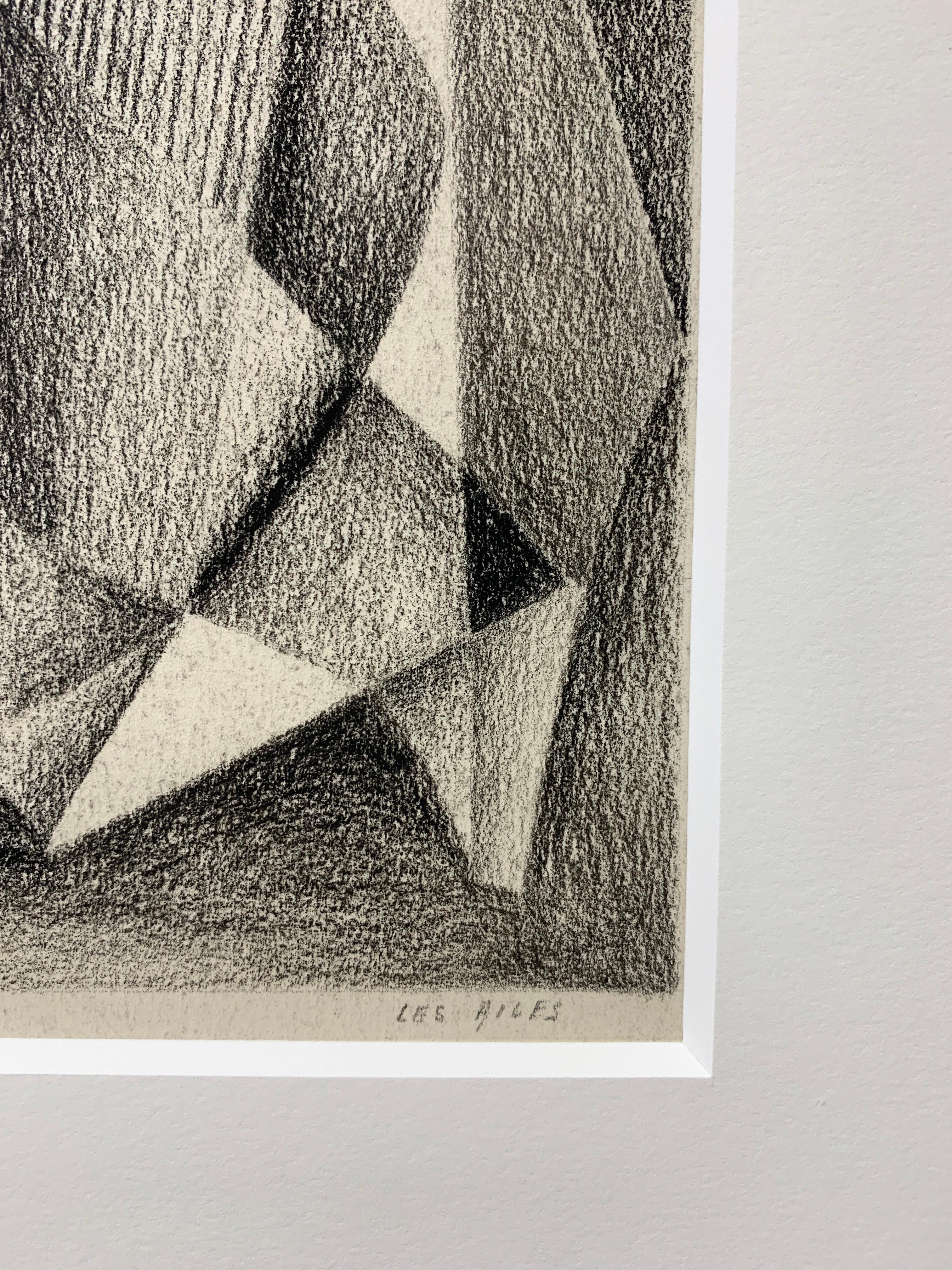 Siglo XX Bélgica, Dibujo abstracto a lápiz en blanco y negro, Estudio - Abstract Drawing Gris de Marcel Dumont