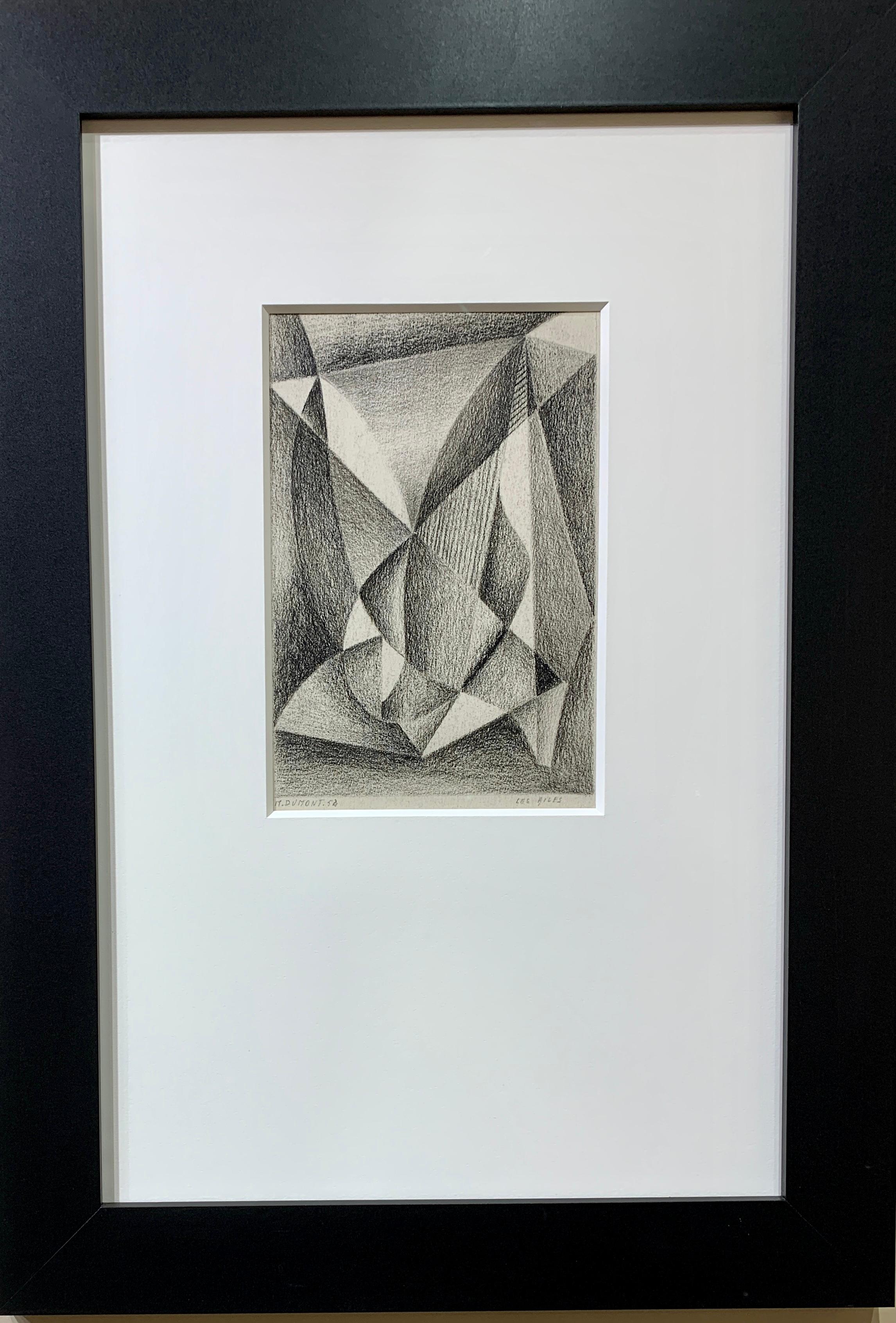 Marcel Dumont Abstract Drawing - 20th century Belgium, Black and White Abstract pencil drawing, Etude