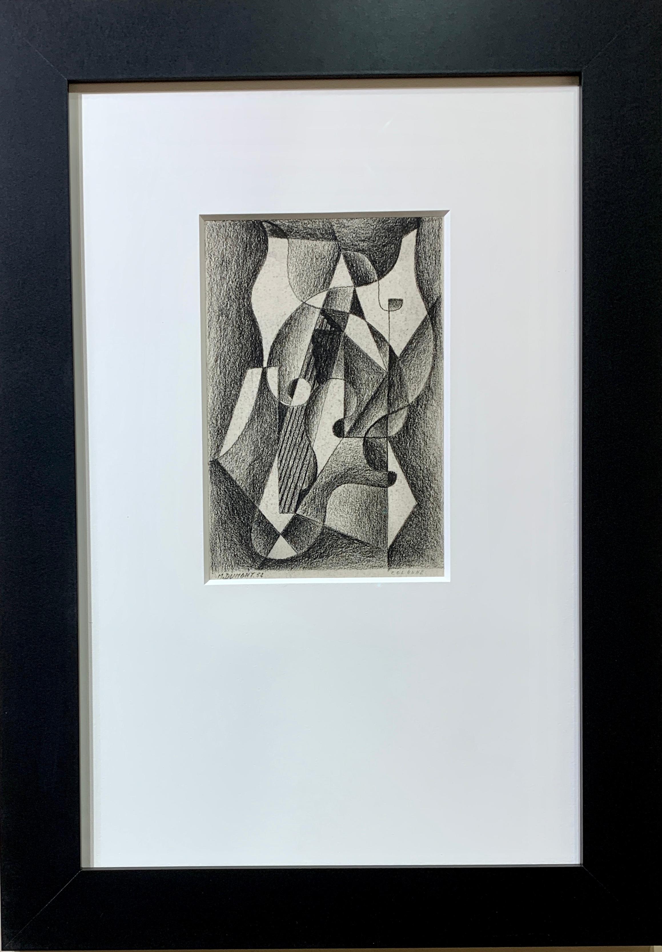 Marcel Dumont Abstract Drawing – Abstrakte Bleistiftzeichnung, Etude, Belgien, 20. Jahrhundert
