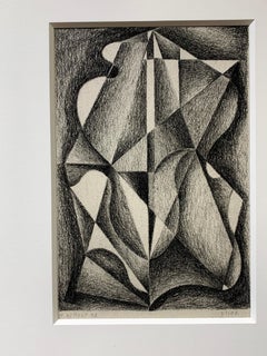 XX secolo Belgio, Disegno astratto a matita in bianco e nero, Etude