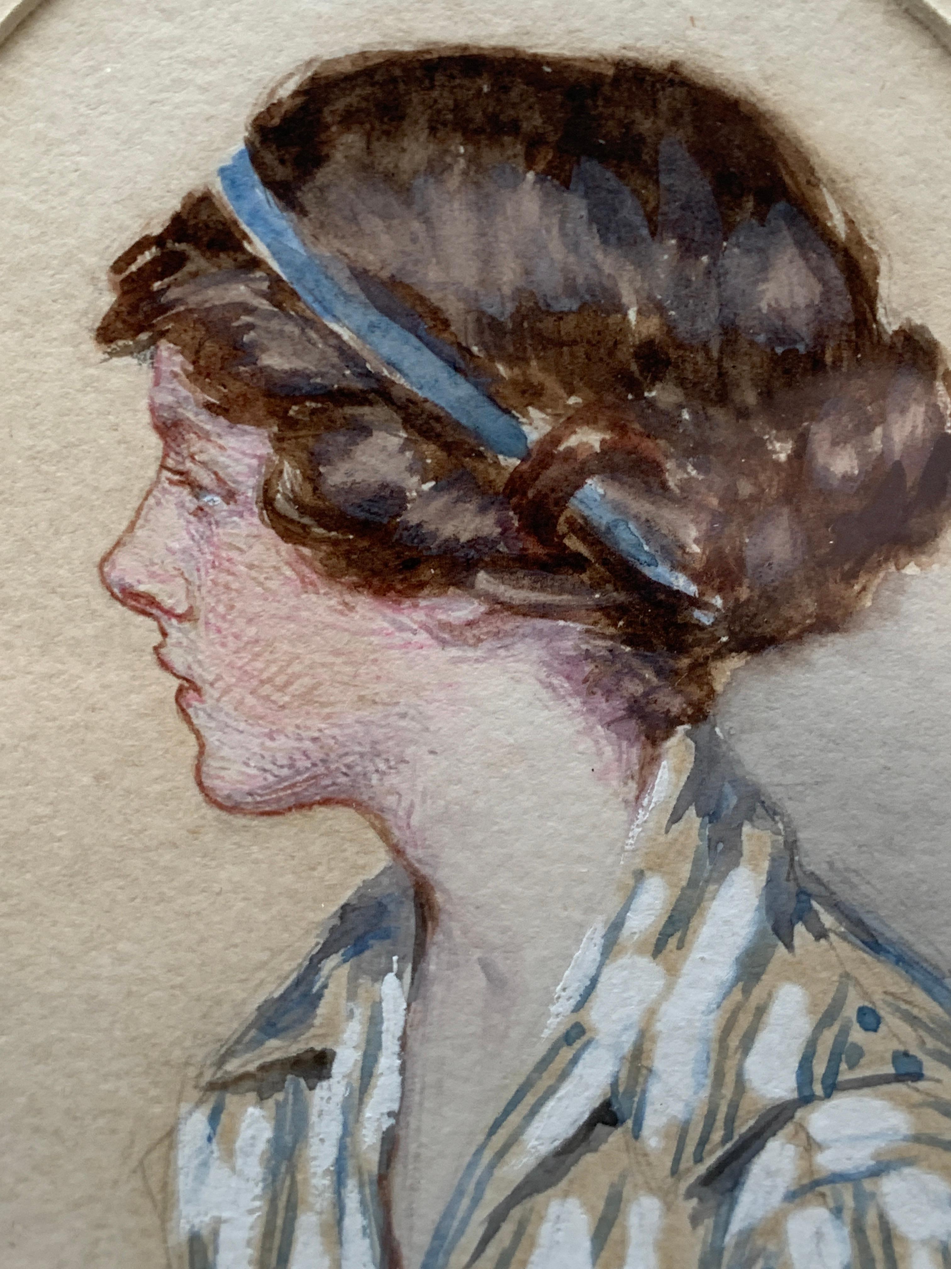 Englisches Porträt eines jungen Mädchens aus dem frühen 20. Jahrhundert, Deborah Blencowe (Viktorianisch), Painting, von Louise Burrell