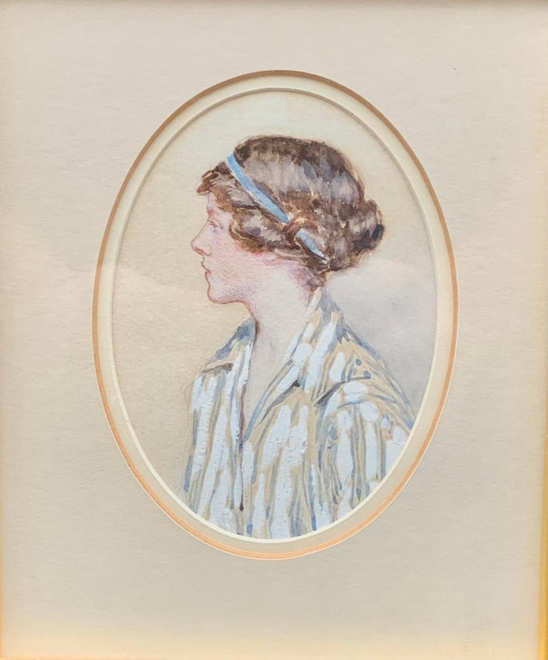 Early 20th century English portrait of a young girl, Deborah Blencowe - Painting by Louise Burrell