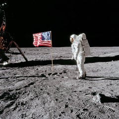 Buzz Aldrin. Apollo 11. drapeau sur la lune - Impression par sublimation sur aluminium