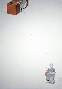 Simon Vith - Geldregen (Money Rain) - Watercolor, Pencil, Figurative, Contemporary Geldregen (Money Rain) - Watercolor, Pencil, Figurative, Contemporary