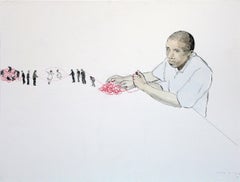 Roter Faden (Red Thread) - Watercolor, Ink, Pencil, Figurative, Contemporary