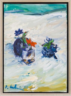 Flowers with vase - Still-life Painting, Oil, Canvas, Neo-Expressionist, 2003