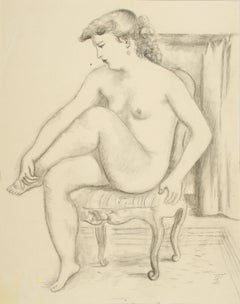 Sitting nude - Drawing, Chalk, Female Nude, New Objectivity, around 1930