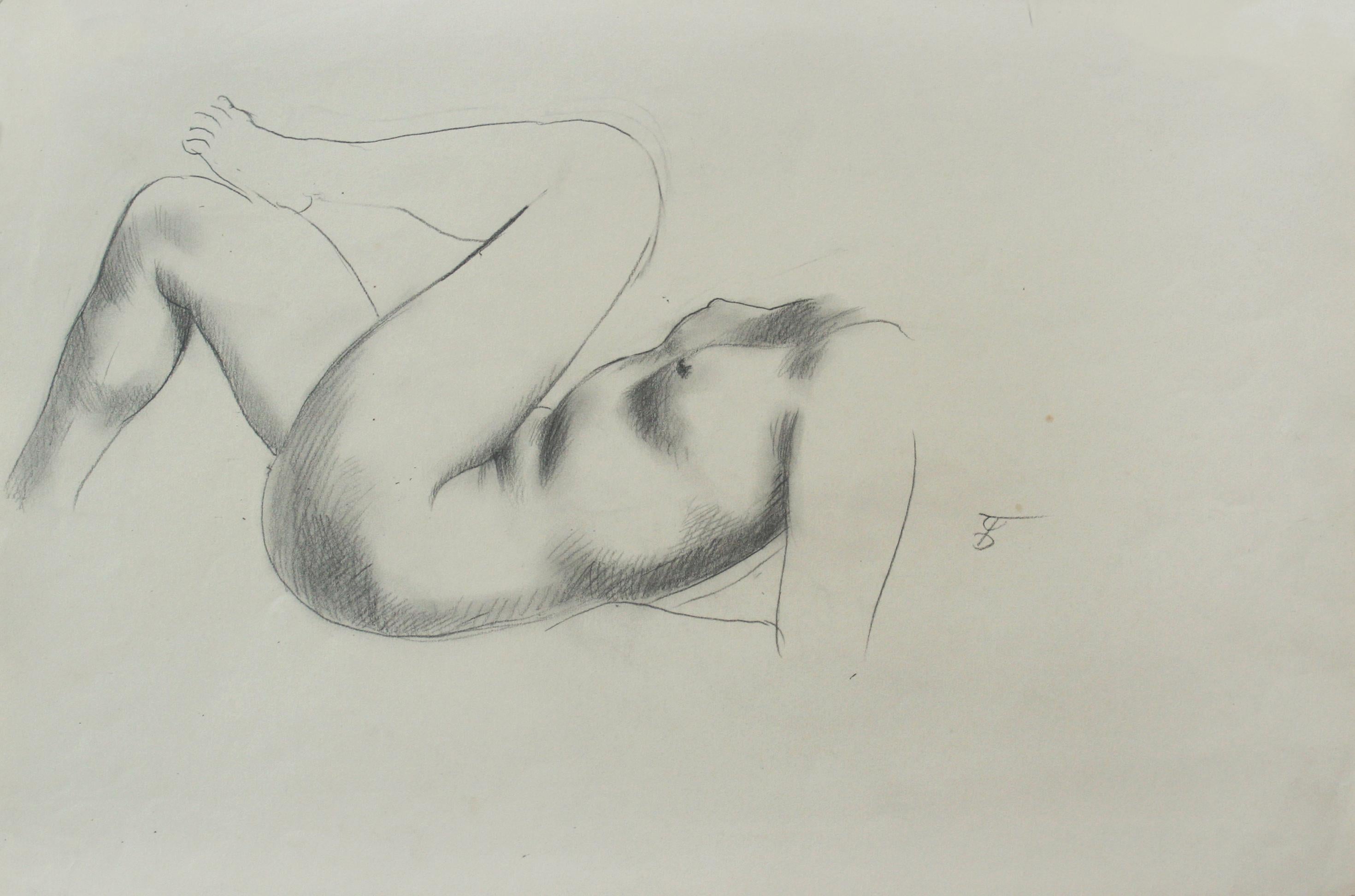 August Wilhelm Dressler Figurative Art - Female torso - Drawing, Pencil, Female Nude, New Objectivity, around 1930