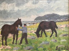 Pferde (Horses) - Painting, Oil, Canvas, Impressionist, early 20th Century