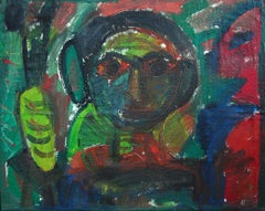 Kafka - Oil/Canvas, Portrait, Expressionist, Dynamic, Figurative, Colorful, 20th