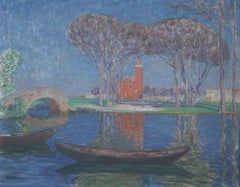 Antique Italienischer Frühling (Italian Spring) - Watercolor, Venice, Landscape, Modern