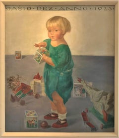 Child's Portrait - Oil/Panel,  New Objectivity, Interieur, Modern, Austrian