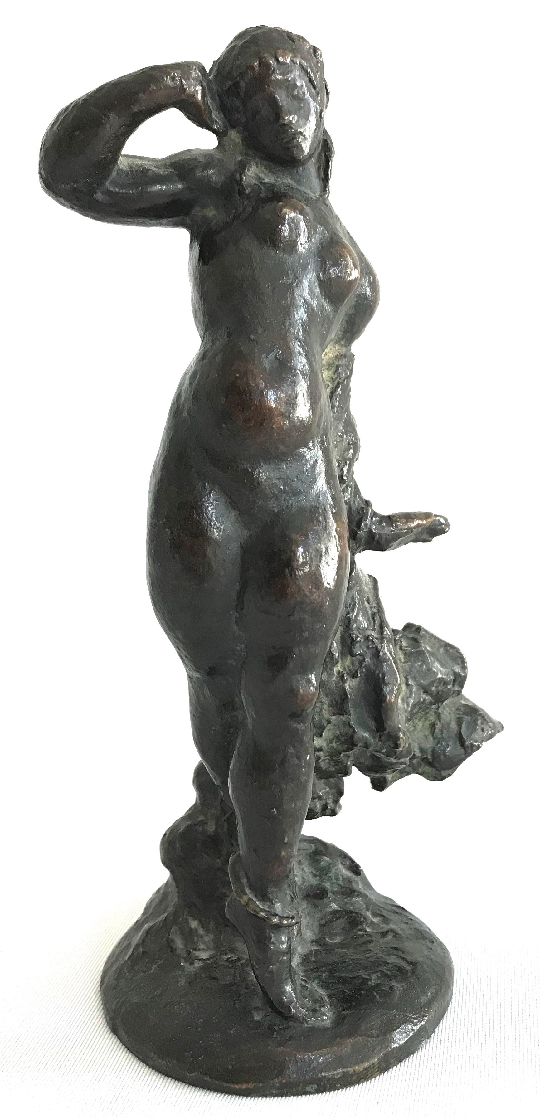 Josef Maratka Figurative Sculpture - Salome (veil dancer as a nude) - Bronze, dark patina, sculpture, female, 20th C.