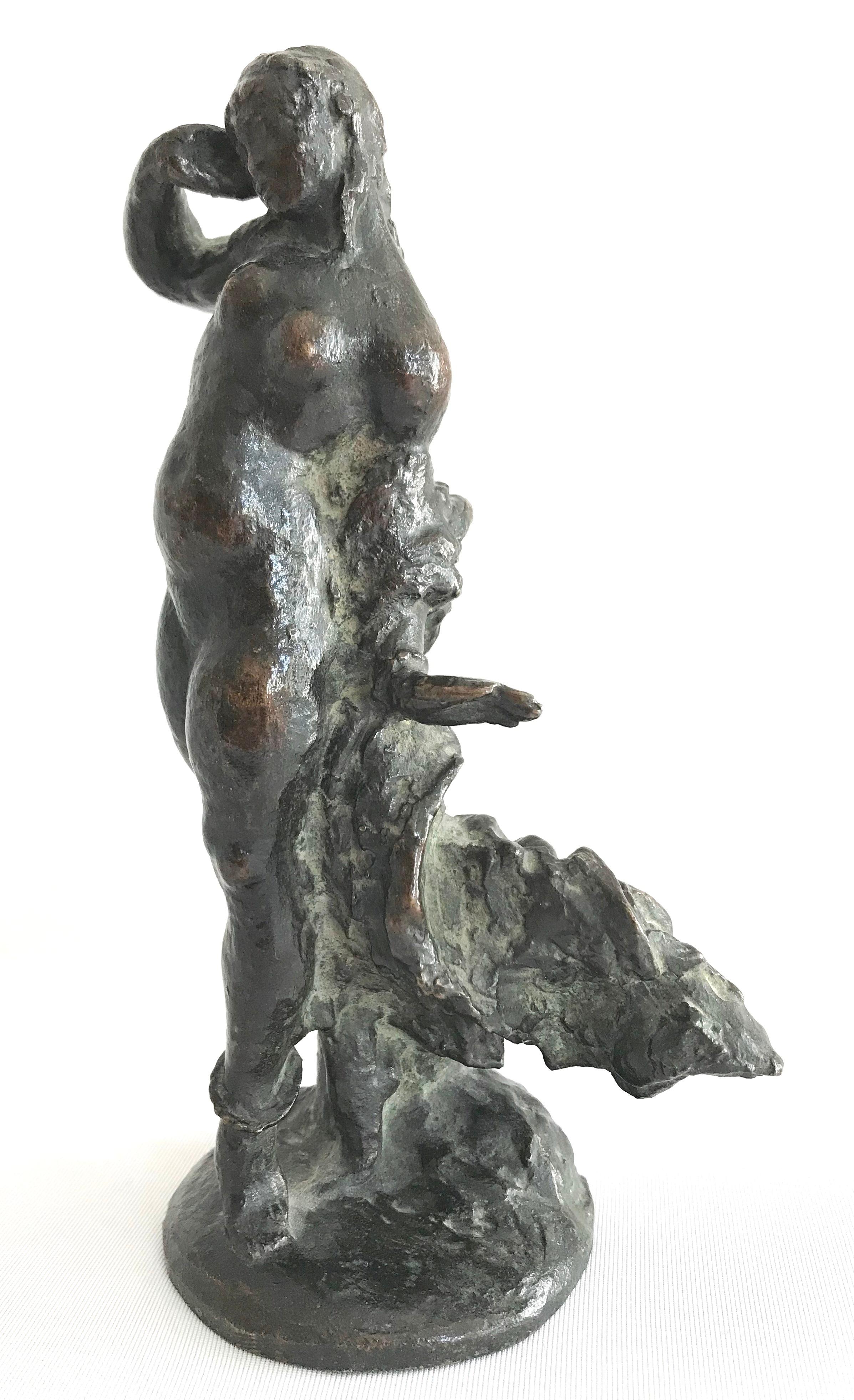 Salome (veil dancer as a nude) - Bronze, dark patina, sculpture, female, 20th C. - Sculpture by Josef Maratka