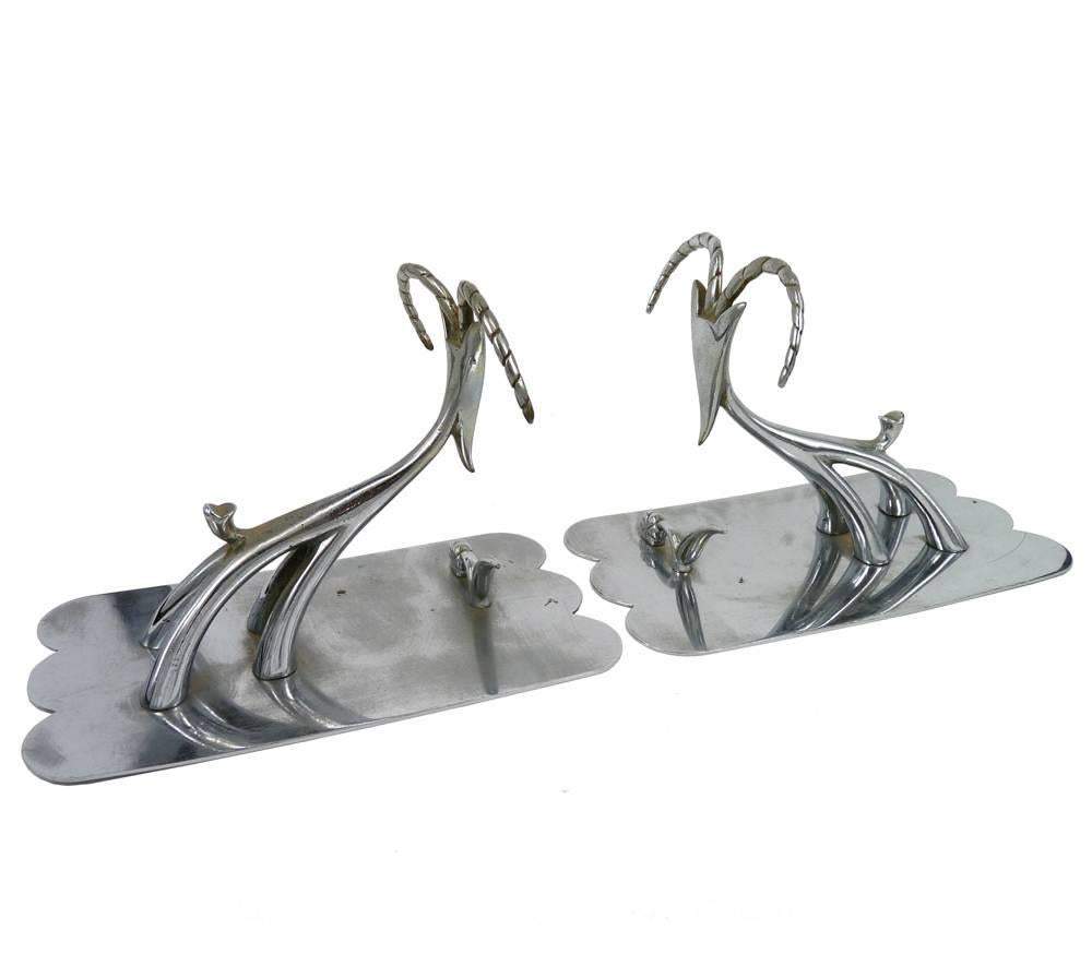 Carl Hagenauer
Two Bookends
Capricorn
Material: nickel plated brass
Marked with WHW


