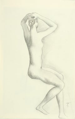 Twisted sitting nude - Drawing, Pencil, Female Nude, New Objectivity