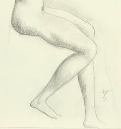 Twisted sitting nude - Drawing, Pencil, Female Nude, New Objectivity