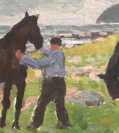 Pferde (Horses) - Painting, Oil, Canvas, Impressionist, early 20th Century
