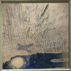 New York - Öl/Leinwand, Stadtansicht, Surrealistische Sichtweise, Vogelauge''s View, 1950