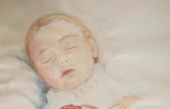 Rosemary - watercolor, portrait, infant, realism, Vienna, mid 20th century