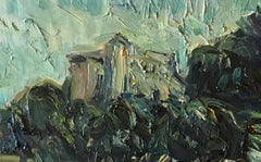 Schloss in der Provence (Castle in Provence) - landscape, green/blue, dynamic