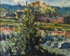 Lacoste IV - oil/canvas, landscape, France, dynamic, pasty, contemporary