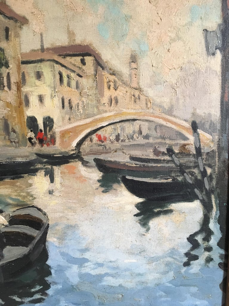 Venice Canal, Impressionist Oil Painting  For Sale 1