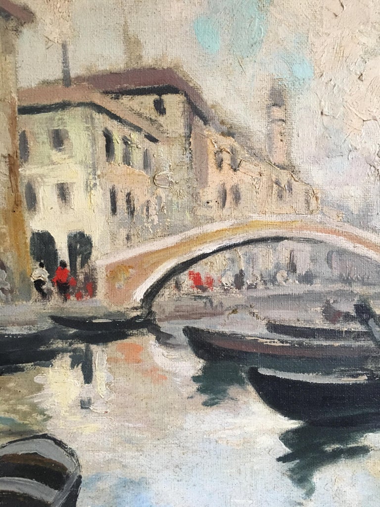 Venice Canal, Impressionist Oil Painting  For Sale 3