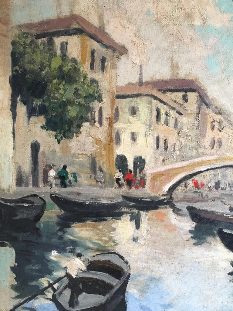 Venice Canal, Impressionist Oil Painting  For Sale 5