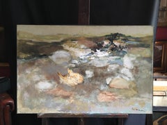 Neutral Abstract, Muted Colours, Signed Oil Painting