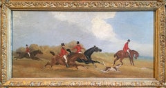 Antique The Hunt (part 1), Victorian British Oil Painting, Signed